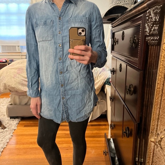 Chico’s Denim Jean Shirt Dress Small Blue - Picture 4 of 6